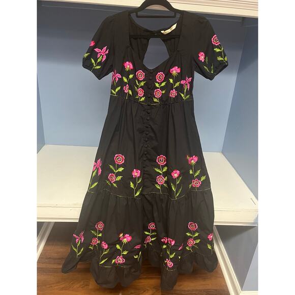 Wayward Fancies eShakti Sz M/L Black Maxi Dress Cottage Dark Fairy Whimsigoth - Picture 3 of 10